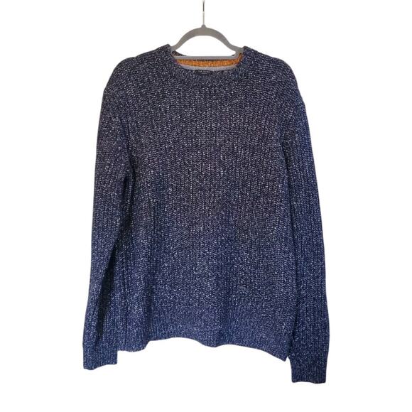 Ted Baker London Navy Blue Textured Cable Knit Wool Blend Sweater, Men's Large - Picture 1 of 11